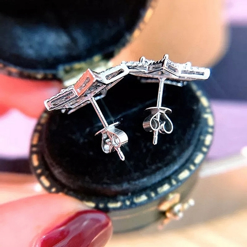 NEW Sparkly Pave Star Stud Earrings 🌟 925 Sterling Silver - Picture 7 of 11
